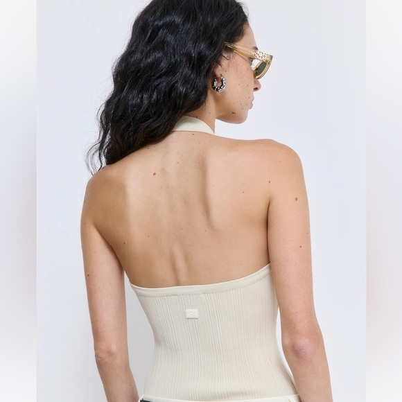 De Rococo Ribbed Halter Neck Tank Top - Picture 2 of 5